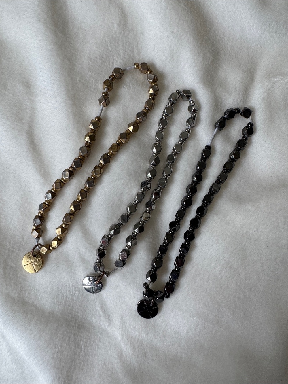 Adorable. U Metallic Silver Black and Gold Beaded Bracelet set